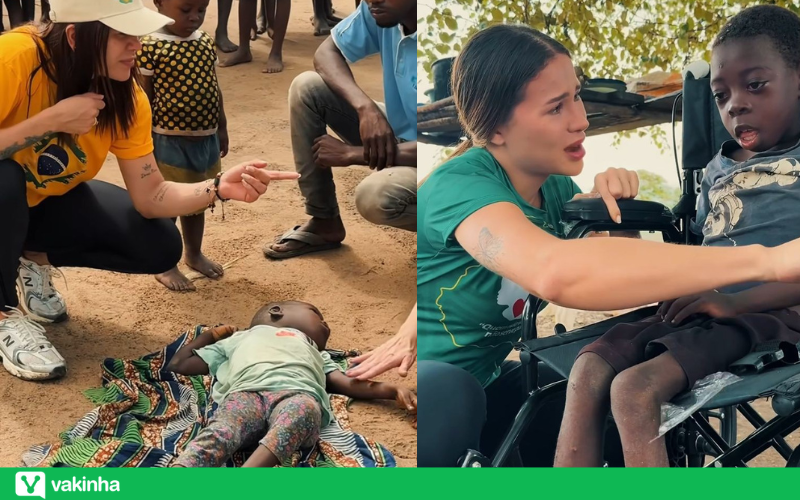 Trabalho humanitário com crianças em Moçambique